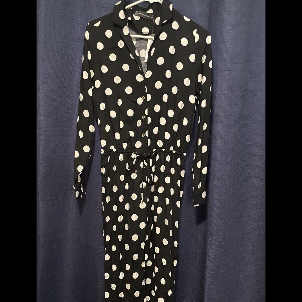 NY & Company polka dot jumpsuit